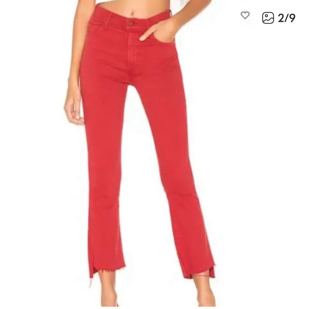 MOTHER NWOT Women's Red Ankle Jeans- insider crop step fray- never worn
